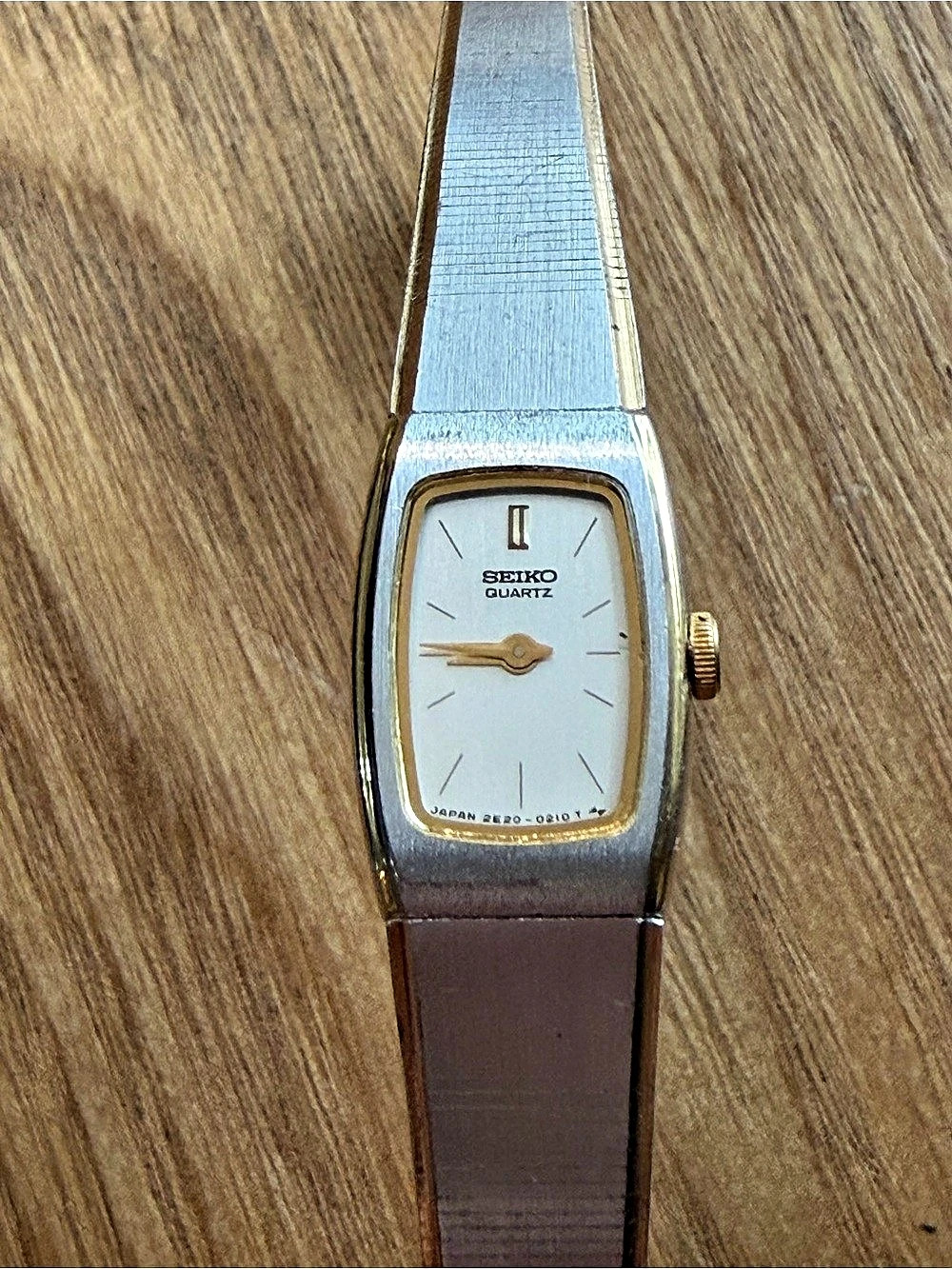 Seiko Two-Tone Rectangular Quartz Dress Watch 2E20-0210